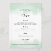 Mint Groene Waterverven Zwart Script Bruiloft Menu (Voorkant)