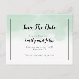 Mint Groene Waterverven Zwart Script De datum opsl Briefkaart