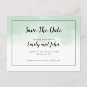 Mint Groene Waterverven Zwart Script De datum opsl Briefkaart (Voorkant)