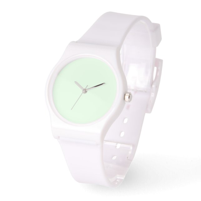 Mint Groene wijzerplaat Witte Silicone Horloge (Hoek)