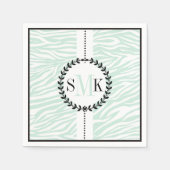 Mint groene, witte zebra printpatroon bruiloft servet (Voorkant)