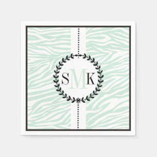 Mint groene, witte zebra printpatroon bruiloft servet