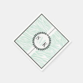 Mint groene, witte zebra printpatroon bruiloft servet (Hoek)