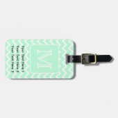 Mint Groene Zigzag met aangepast monogram. Bagagelabel (Voorkant horizontaal)