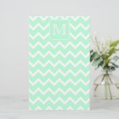 Mint Groene Zigzag met aangepast monogram. Briefpapier (Staand voorkant)