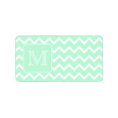 Mint Groene Zigzag met aangepast monogram. Etiket (Voorkant)