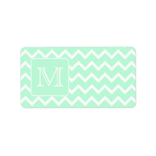 Mint Groene Zigzag met aangepast monogram. Etiket