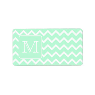 Mint Groene Zigzag met aangepast monogram. Etiket
