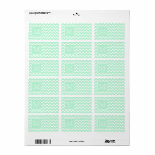 Mint Groene Zigzag met aangepast monogram. Etiket (Full Sheet)