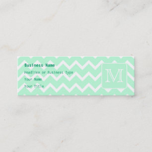 Mint Groene Zigzag met aangepast monogram. Mini Visitekaartje