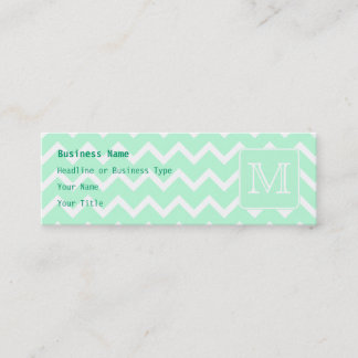 Mint Groene Zigzag met aangepast monogram. Mini Visitekaartje