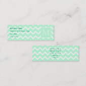 Mint Groene Zigzag met aangepast monogram. Mini Visitekaartje (Voorkant / Achterkant)