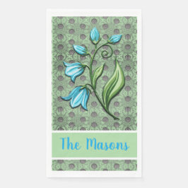 Mint-groene, zwarte en grijze poolbloemen servet