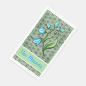 Mint-groene, zwarte en grijze poolbloemen servet (Hoek)