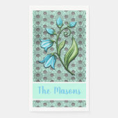 Mint-groene, zwarte en grijze poolbloemen servet (Voorkant)