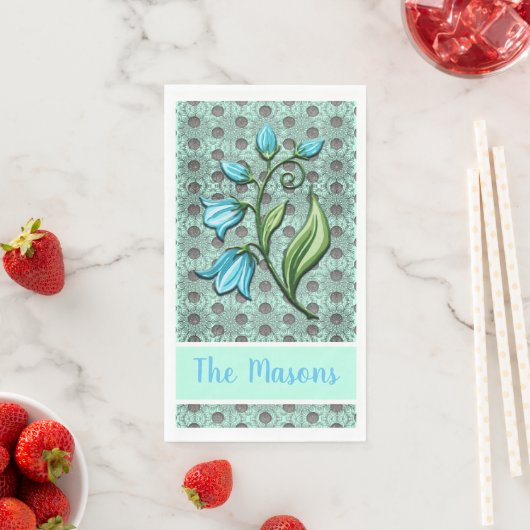 Mint-groene, zwarte en grijze poolbloemen servet (Insitu)