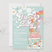 Mint Groovy Daisy Rainbow Hippie 70's Baby shower Kaart (Voorkant)