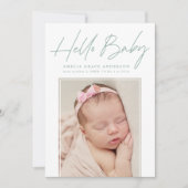Mint Hallo Baby 2 Fotogeboorte Aankondiging (Voorkant)