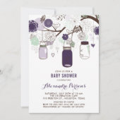 Mint Hanging Mason Jars Floral Baby shower Kaart (Voorkant)