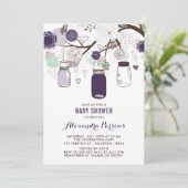 Mint Hanging Mason Jars Floral Baby shower Kaart (Staand voorkant)