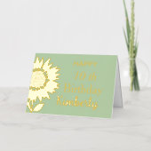 Mint Happy Birthday Sunflower Custom Name,Age Folie Wenskaart (Voorkant)
