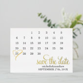 Mint Hart Kalender Trouw Save the Date Folie Uitnodiging (Staand Voorkant)