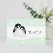 Mint hart Pinguïn Dank u kaart (Staand voorkant)