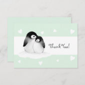 Mint hart Pinguïn Dank u kaart (Voorkant / Achterkant)
