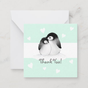 Mint hart Pinguïn Dank u Notecards Notitiekaartje