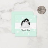 Mint hart Pinguïn Dank u Notecards Notitiekaartje (Voorkant / Achterkant in situ)