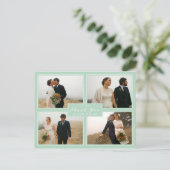 Mint Hartelijk dank voor uw bruiloft Collage 4 Fot Briefkaart (Staand voorkant)