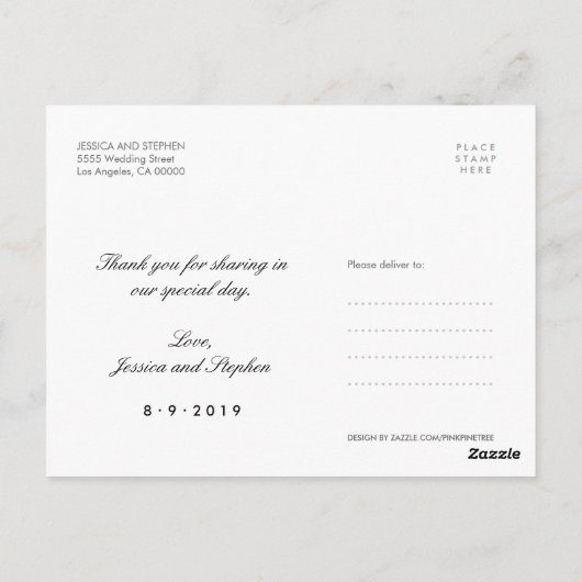 Mint Hartelijk dank voor uw bruiloft Collage 4 Fot Briefkaart (Achterkant)