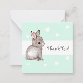 Mint Heart Bunny Baby shower Dank u Notecards Notitiekaartje