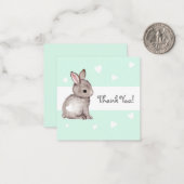 Mint Heart Bunny Baby shower Dank u Notecards Notitiekaartje (Voorkant / Achterkant in situ)