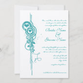 Mint Heart Circles and Swirls Wedding Invite Kaart (Voorkant)