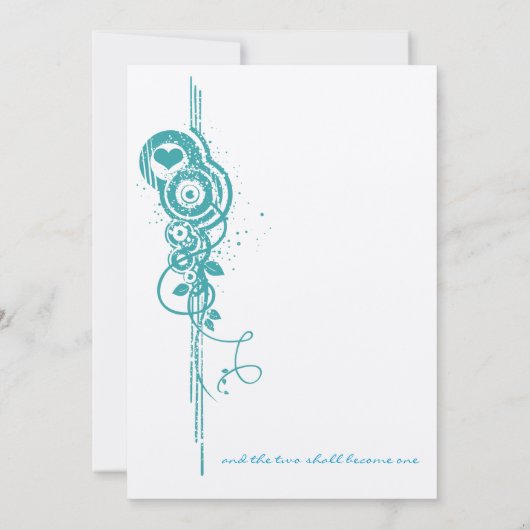 Mint Heart Circles and Swirls Wedding Invite Kaart (Achterkant)