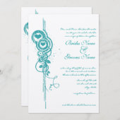 Mint Heart Circles and Swirls Wedding Invite Kaart (Voorkant / Achterkant)