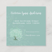 Mint Heart Leaf Tree Boho Floral en Feathers Vierkante Visitekaartje (Voorkant)