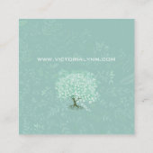 Mint Heart Leaf Tree Boho Floral en Feathers Vierkante Visitekaartje (Achterkant)
