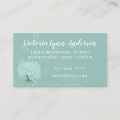 Mint Heart Leaf Tree Boho Floral en Feathers Visitekaartje (Voorkant)