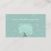 Mint Heart Leaf Tree Boho Floral en Feathers Visitekaartje (Achterkant)