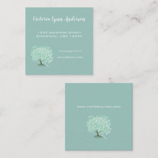 Mint Heart Tree-Visitekaartje Vierkante Visitekaartje (Voorkant / Achterkant)