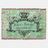 Mint Hearts Custom Wedding Royal Crown Throw Deken (Voorkant)