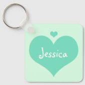 Mint Hearts Personalized Girly Name Sleutelhanger (Voorkant)