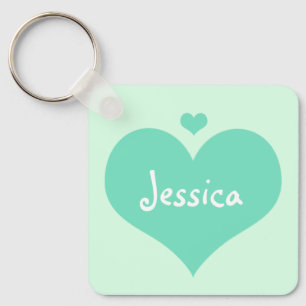 Mint Hearts Personalized Girly Name Sleutelhanger