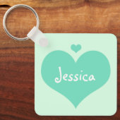 Mint Hearts Personalized Girly Name Sleutelhanger (Voorkant)