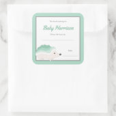 Mint Hedgehog Baby shower Boekplaat, neutraal boek Vierkante Sticker (Tas)