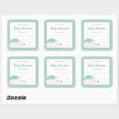 Mint Hedgehog Baby shower Boekplaat, neutraal boek Vierkante Sticker (Vel)