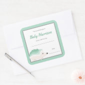 Mint Hedgehog Baby shower Boekplaat, neutraal boek Vierkante Sticker (Envelop)