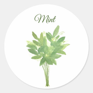 Mint Herb Greenery Kitchen Culinaire Green Chic Ronde Sticker